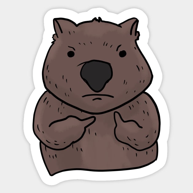 Grumpy Wombat Holding Middle finger funny gift Sticker by Mesyo